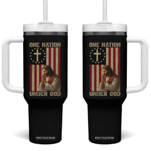 Jesus Christian Tumbler With Handle One Nation Under God TS14 One Size: 40 oz Black Print Your Wear