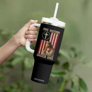 Jesus Christian Tumbler With Handle One Nation Under God TS14 Print Your Wear