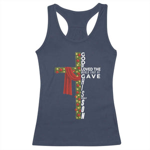 Jesus Christian Christmas Racerback Tank Top God So Loved The World That He Gave His Only Son TS14 Navy Print Your Wear