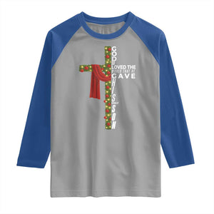 Jesus Christian Christmas Raglan Shirt God So Loved The World That He Gave His Only Son TS14 Sport Gray Royal Print Your Wear