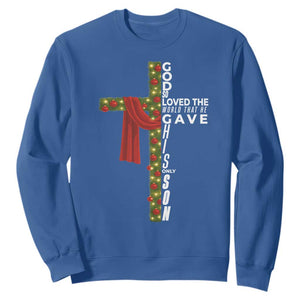Jesus Christian Christmas Sweatshirt God So Loved The World That He Gave His Only Son TS14 Royal Blue Print Your Wear