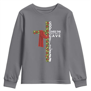 Jesus Christian Christmas Youth Sweatshirt God So Loved The World That He Gave His Only Son TS14 Charcoal Print Your Wear