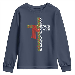 Jesus Christian Christmas Youth Sweatshirt God So Loved The World That He Gave His Only Son TS14 Navy Print Your Wear