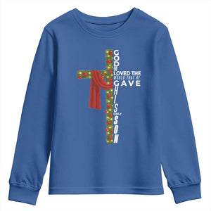 Jesus Christian Christmas Youth Sweatshirt God So Loved The World That He Gave His Only Son TS14 Royal Blue Print Your Wear