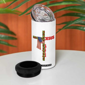 Jesus Patriotic Christmas 4 in 1 Can Cooler Tumbler Loves Jesus And America Too TS14 Print Your Wear