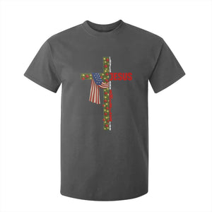 Jesus Patriotic Christmas T Shirt For Kid Loves Jesus And America Too TS14 Dark Heather Print Your Wear