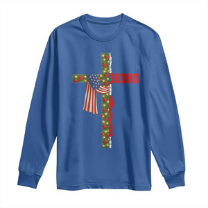 Jesus Patriotic Christmas Long Sleeve Shirt Loves Jesus And America Too TS14 Royal Blue Print Your Wear