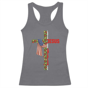 Jesus Patriotic Christmas Racerback Tank Top Loves Jesus And America Too TS14 Charcoal Print Your Wear
