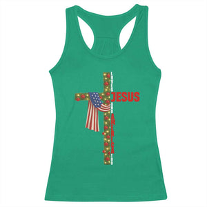 Jesus Patriotic Christmas Racerback Tank Top Loves Jesus And America Too TS14 Irish Green Print Your Wear