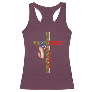 Jesus Patriotic Christmas Racerback Tank Top Loves Jesus And America Too TS14 Maroon Print Your Wear