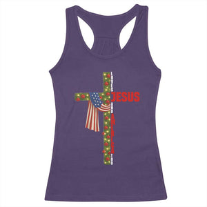 Jesus Patriotic Christmas Racerback Tank Top Loves Jesus And America Too TS14 Purple Print Your Wear