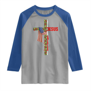 Jesus Patriotic Christmas Raglan Shirt Loves Jesus And America Too TS14 Sport Gray Royal Print Your Wear