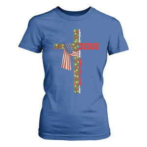 Jesus Patriotic Christmas T Shirt For Women Loves Jesus And America Too TS14 Royal Blue Print Your Wear