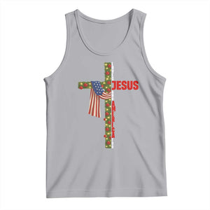 Jesus Patriotic Christmas Tank Top Loves Jesus And America Too TS14 Athletic Heather Print Your Wear