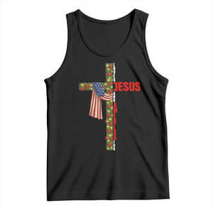 Jesus Patriotic Christmas Tank Top Loves Jesus And America Too TS14 Black Print Your Wear
