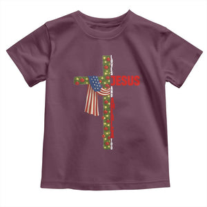 Jesus Patriotic Christmas Toddler T Shirt Loves Jesus And America Too TS14 Maroon Print Your Wear