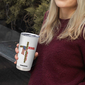Jesus Patriotic Christmas Tumbler Cup Loves Jesus And America Too TS14 Print Your Wear