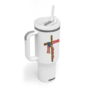 Jesus Patriotic Christmas Tumbler With Handle Loves Jesus And America Too TS14 Print Your Wear