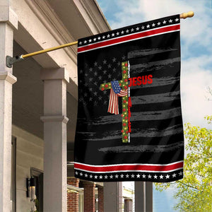 Jesus Patriotic Christmas Garden Flag Loves Jesus And America Too TS14 Distressed Black Red Print Your Wear