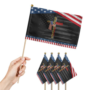 Jesus Christmas Patriotic Handheld Flag Loves Jesus And America Too TS14 Print Your Wear