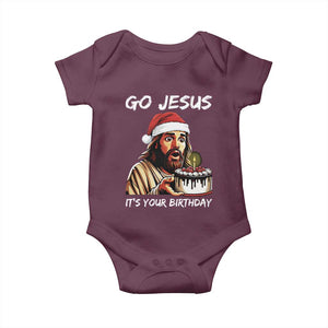 Funny Jesus Christmas Baby Onesie Go Jesus It Is Your Birthday TS14 Maroon Print Your Wear