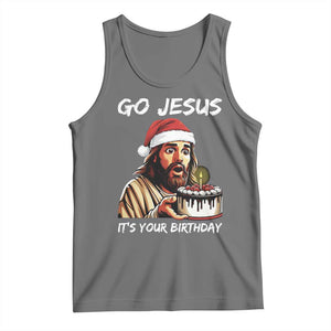 Funny Jesus Christmas Tank Top Go Jesus It Is Your Birthday TS14 Black Heather Print Your Wear