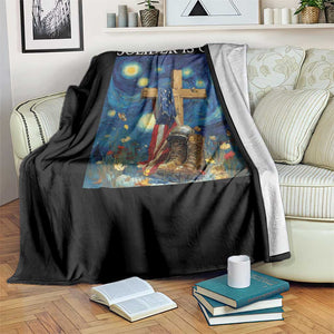 Army Christian Throw Blanket Soldier Cross Starry Night Faith Patriotic Jesus TS14 Print Your Wear