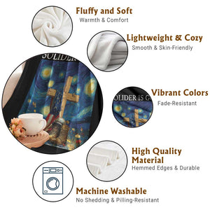 Army Christian Throw Blanket Soldier Cross Starry Night Faith Patriotic Jesus TS14 Print Your Wear