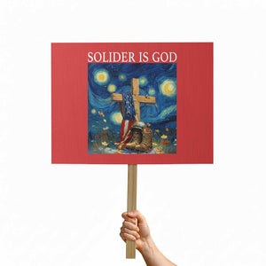 Army Christian Protest Sign Soldier Cross Starry Night Faith Patriotic Jesus TS14 Horizontal 18" × 24" Red Print Your Wear