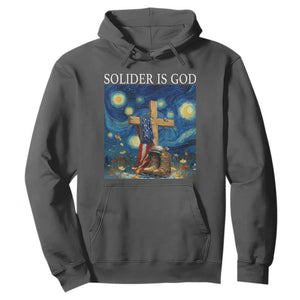 Army Christian Hoodie Soldier Cross Starry Night Faith Patriotic Jesus TS14 Dark Heather Print Your Wear