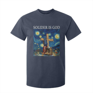 Army Christian T Shirt For Kid Soldier Cross Starry Night Faith Patriotic Jesus TS14 Navy Print Your Wear