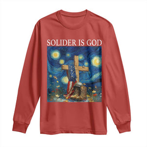 Army Christian Long Sleeve Shirt Soldier Cross Starry Night Faith Patriotic Jesus TS14 Red Print Your Wear