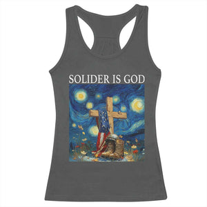 Army Christian Racerback Tank Top Soldier Cross Starry Night Faith Patriotic Jesus TS14 Dark Heather Print Your Wear