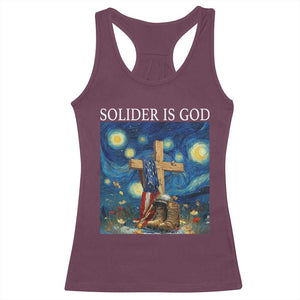 Army Christian Racerback Tank Top Soldier Cross Starry Night Faith Patriotic Jesus TS14 Maroon Print Your Wear