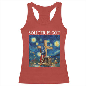 Army Christian Racerback Tank Top Soldier Cross Starry Night Faith Patriotic Jesus TS14 Red Print Your Wear