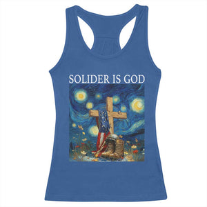 Army Christian Racerback Tank Top Soldier Cross Starry Night Faith Patriotic Jesus TS14 Royal Blue Print Your Wear