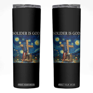 Army Christian Skinny Tumbler Soldier Cross Starry Night Faith Patriotic Jesus TS14 Black Print Your Wear