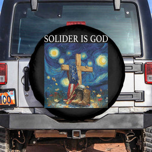 Army Christian Spare Tire Cover Soldier Cross Starry Night Faith Patriotic Jesus TS14 No hole Black Print Your Wear