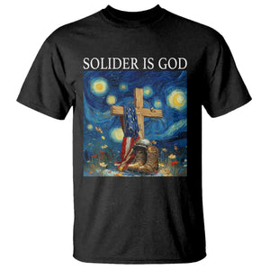 Army Christian T Shirt Soldier Cross Starry Night Faith Patriotic Jesus TS14 Black Print Your Wear