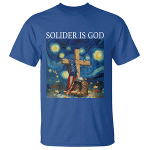 Army Christian T Shirt Soldier Cross Starry Night Faith Patriotic Jesus TS14 Royal Blue Print Your Wear