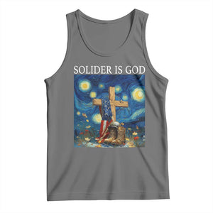 Army Christian Tank Top Soldier Cross Starry Night Faith Patriotic Jesus TS14 Black Heather Print Your Wear