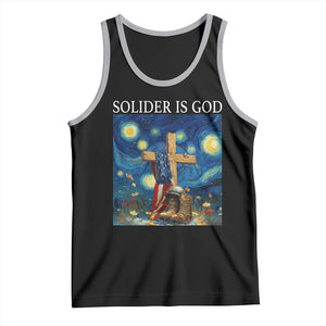 Army Christian Tank Top Soldier Cross Starry Night Faith Patriotic Jesus TS14 Black Athletic Heather Print Your Wear