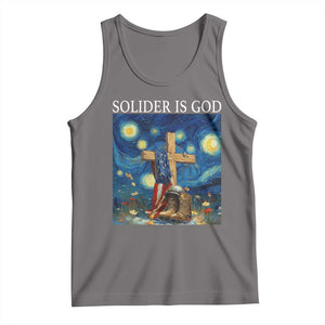 Army Christian Tank Top Soldier Cross Starry Night Faith Patriotic Jesus TS14 Deep Heather Print Your Wear