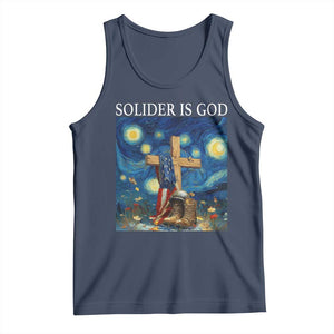 Army Christian Tank Top Soldier Cross Starry Night Faith Patriotic Jesus TS14 Navy Print Your Wear