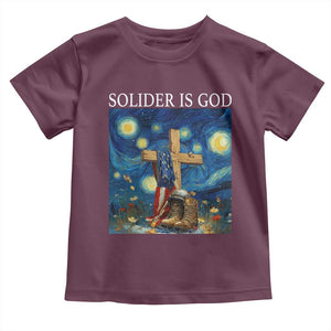 Army Christian Toddler T Shirt Soldier Cross Starry Night Faith Patriotic Jesus TS14 Maroon Print Your Wear