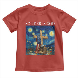 Army Christian Toddler T Shirt Soldier Cross Starry Night Faith Patriotic Jesus TS14 Red Print Your Wear