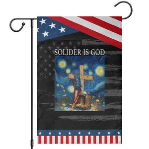 Army Christian Garden Flag Soldier Cross Starry Night Faith Patriotic Jesus TS14 Distressed Black Blue Print Your Wear