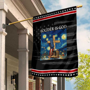 Army Christian Garden Flag Soldier Cross Starry Night Faith Patriotic Jesus TS14 Distressed Black Red Print Your Wear
