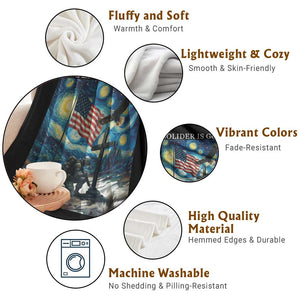 Solider Army Christian Throw Blanket Cross Starry Night Faith Patriotic Jesus TS14 Print Your Wear