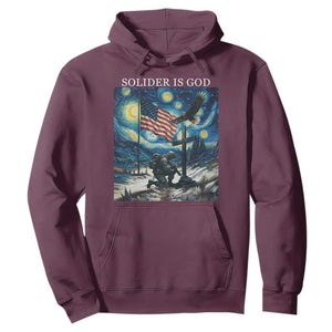 Solider Army Christian Hoodie Cross Starry Night Faith Patriotic Jesus TS14 Maroon Print Your Wear